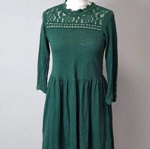 Topshop Dark Green Lace Detail Dress – Size US 4
